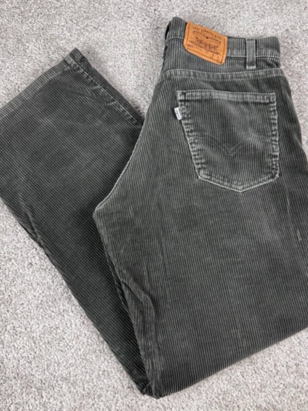 Vintage Levis 565 Student Wide Leg Corduroy Pant Gray 29x30 Made in USA 1997